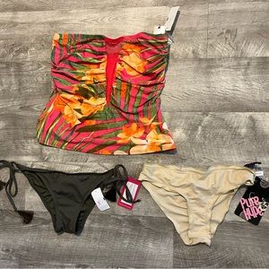 Vince Camuto size medium strapless tank Xs green szM Gold bottom NWT